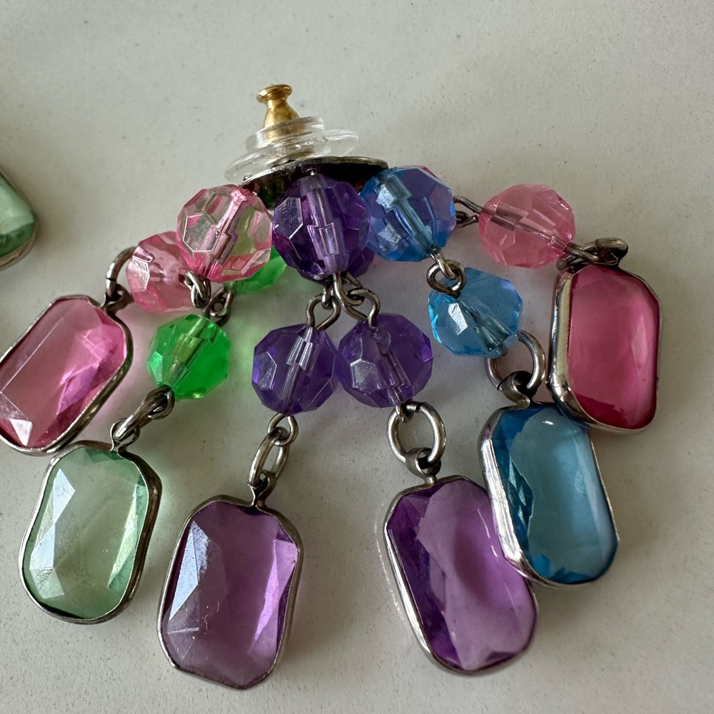 Multicolored Gemstone Dangle Earrings - image 4